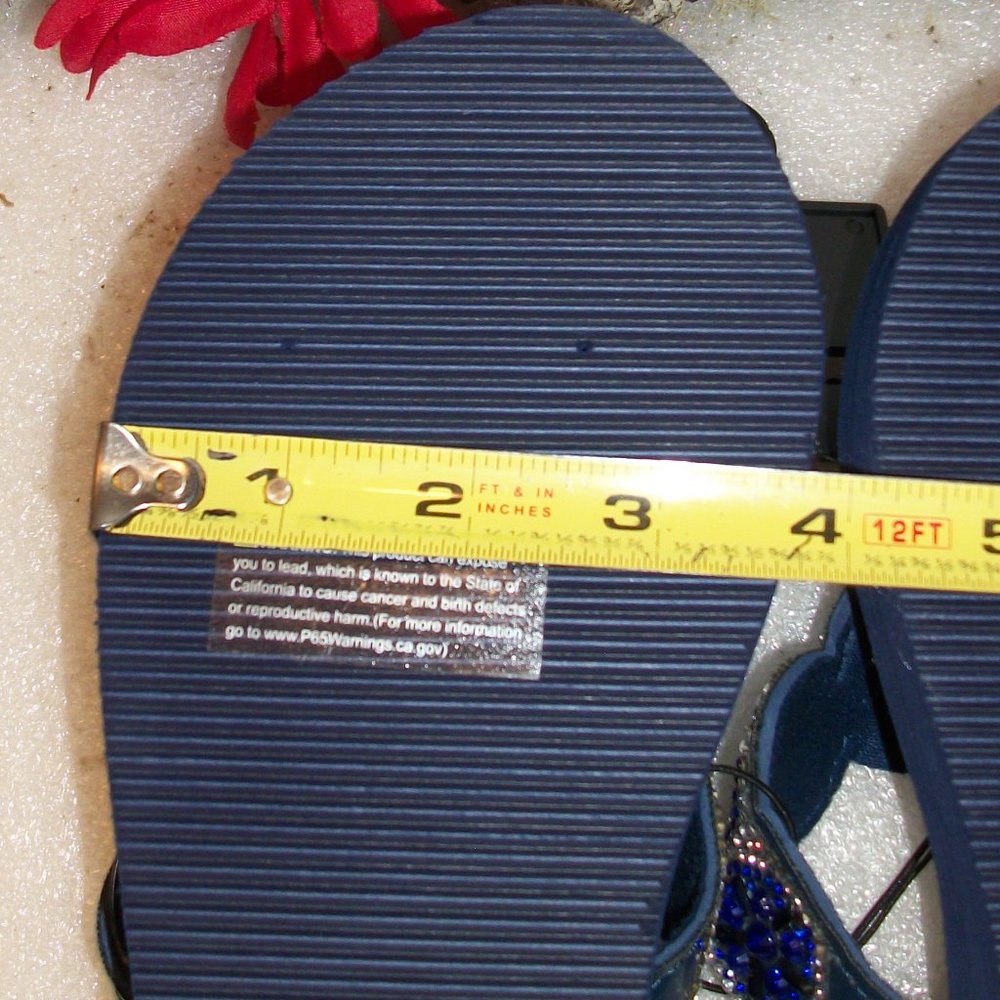 SOLD! OLIVIA MILLER Sz 10 Blue Beaded Thong Sandals NWT 1 3/4" Foam Wedge Heel - Picture 15 of 15